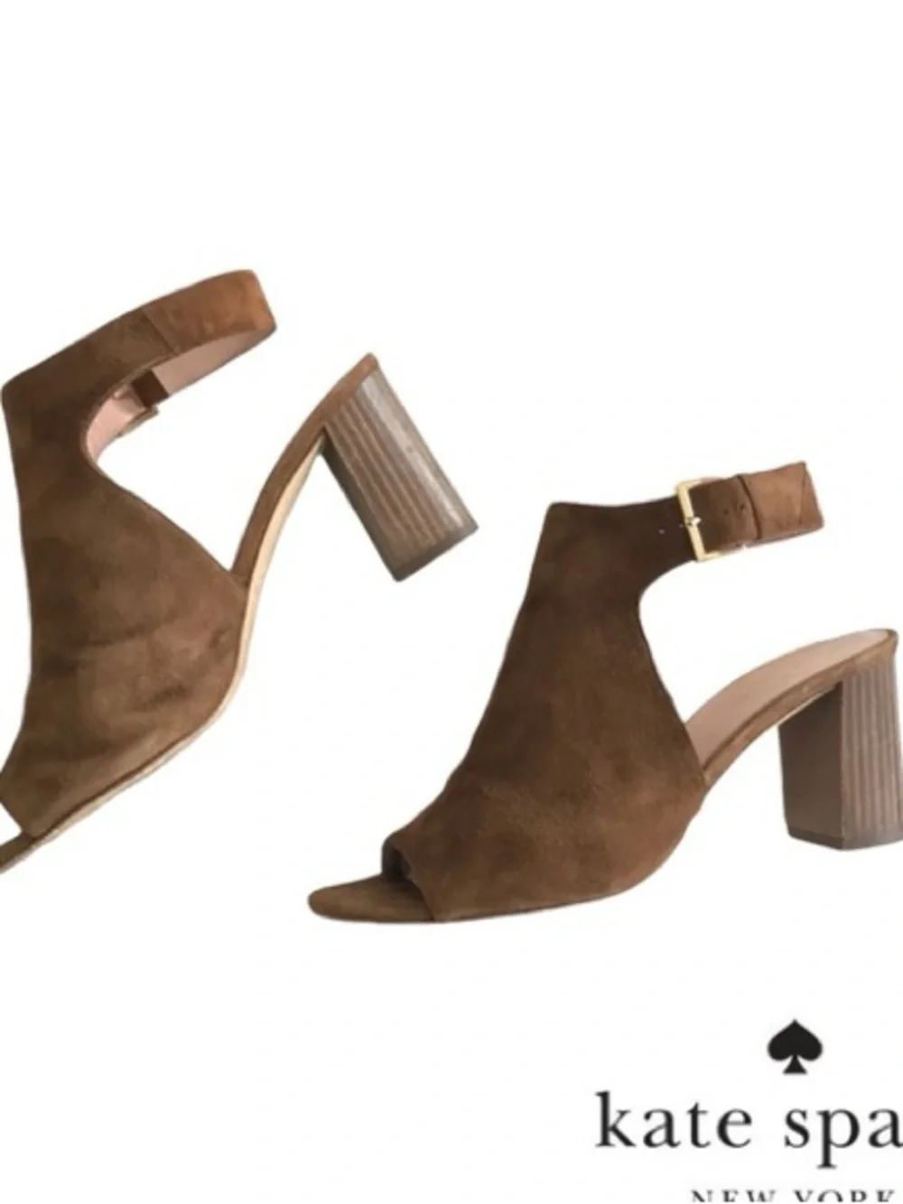 Kate Spade Emina Suede Slingback Mules Brown Block Heel Size 7.5M